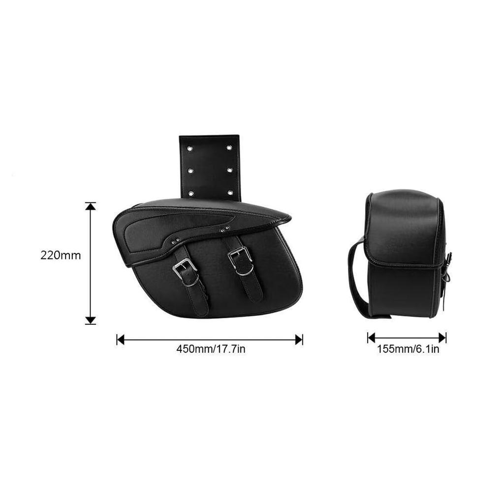 ZSADZS Motorcycle Leather Saddlebags, Waterproof Luggage Bag for Honda Shadow, Yamaha Vstar, and Vulcan 2006