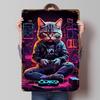 Cyberpunk Cat Gamer Tinplate Poster Customized Wall Art Vintage Retro Metal Signs for Modern Home Decoration Luxury Office Decor