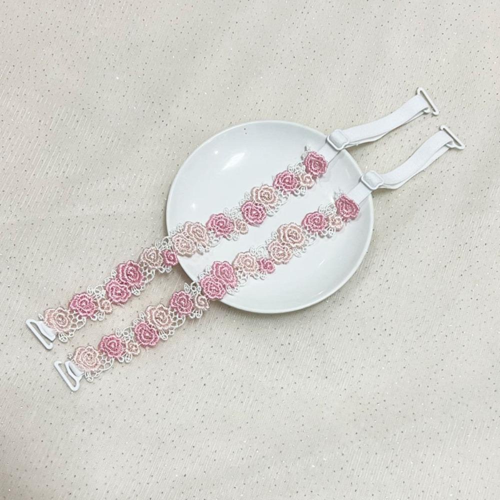 Adjustable Floral Bra Straps with Lace Trim Flower Lingerie Strap Fashion Underwear Strap Women