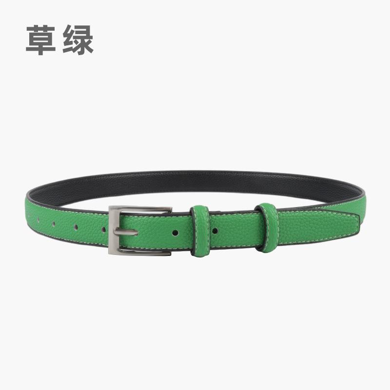 The First Layer Of Cowhide Lychee Pattern Genuine Leather Women'S Belt Retro Belt With Jeans Casual Pants Width 2.3Cm Pin Buckle