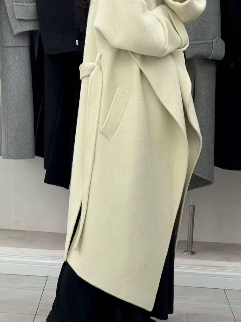 Dai Pai 2025 Doppelseitiger Wollmantel: Extra Lang, Großer Reverskragen, Stehkragen, Mit Gürtel, Koreanischer Stil