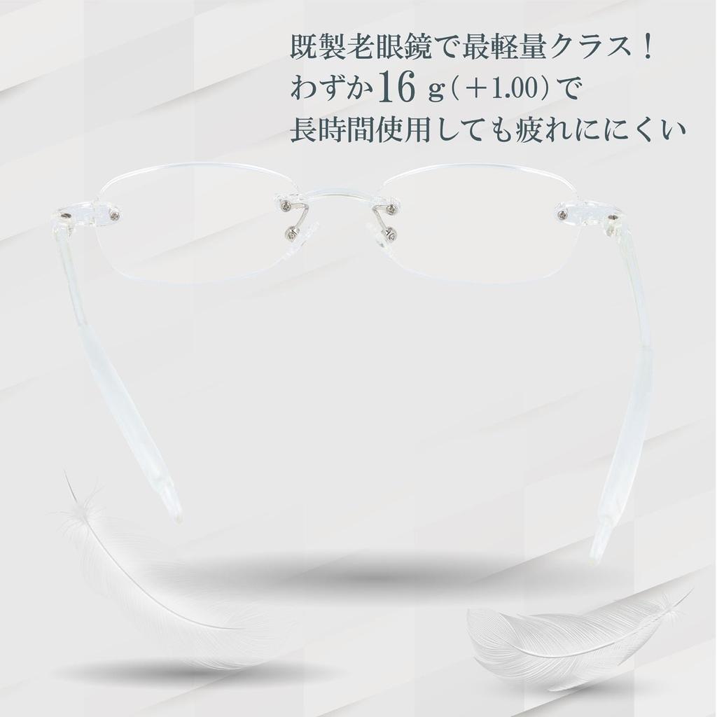 Reading Glasses for Lightweight Clear [EYE ME] Women, Rimless, Resin, Gray, +1.00