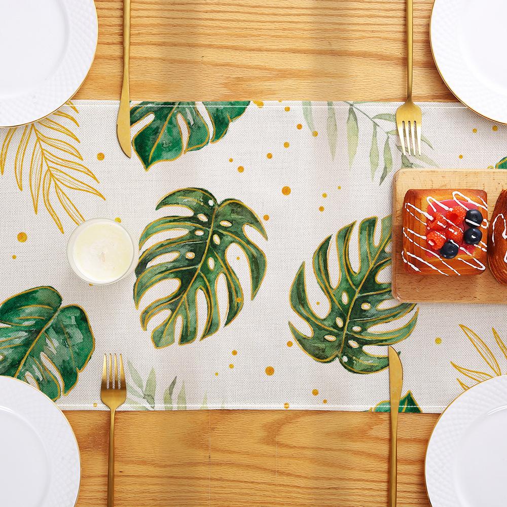 Green Plant Series Printed Table Flag Linen Home Decoration Table Table Cloth Cabinet Tea Table Decorative Cloth