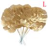 12 stk gull Kunstige falske palmeblader grønne planter Hjem bryllup DIY dekorasjon
