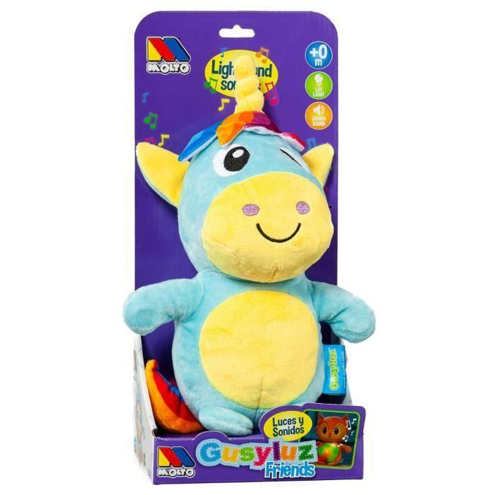Nounours Licorne - MOLTO - Gusy Luz - Lumières Et Sons - Bleu - Mixte
