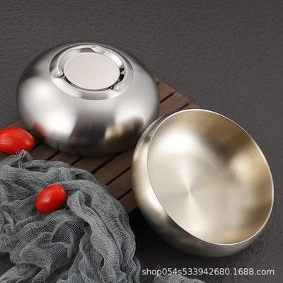 Tazón de arroz coreano de acero inoxidable tienda de barbacoa comercial Haojin tazón de sopa aislado de doble capa juego de tazones de doble capa