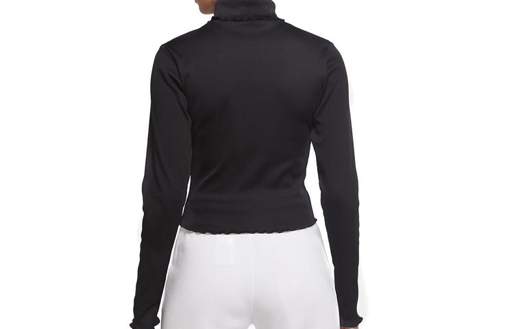 Nike T Shirts Women's Black Stand Collar Moderate Straight Fit CU5365-010