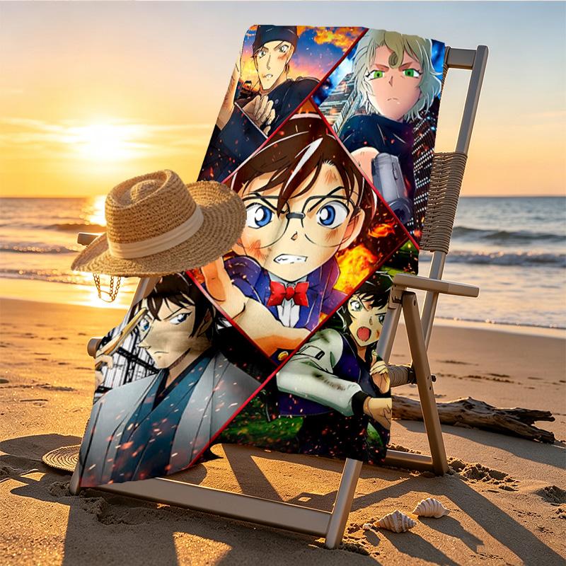 Detective Conan Print Beach Towel Design, Soft, Lightweight. for Home Bathroom, Spa, Pool, Yoga, Surfing, Camping, Gift for Family, Friend