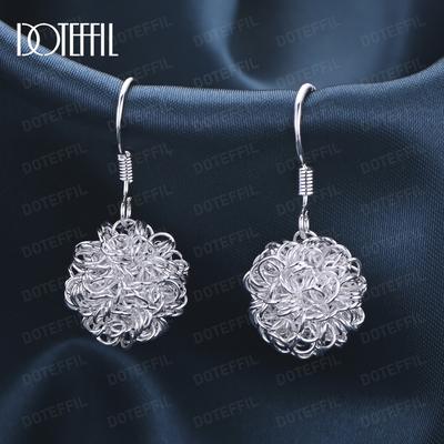 925 Sterling Silver Geometric Pattern Piercing Earrings Fashion Wedding Jewelry