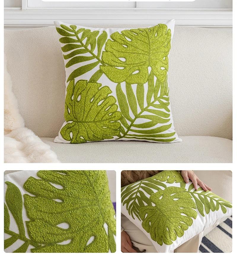 Cotton Canvas Floral Embroidery Cushion Cover American Countryside Outdoor Pillow Covers Decorative Living Room Throw Pillowcase