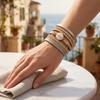 Damen Geflochtenes Armband Verstellbares Design Imitation Perlen Strasssteine Dekor Sicheres Verschluss Armband Handgelenk Accessoire