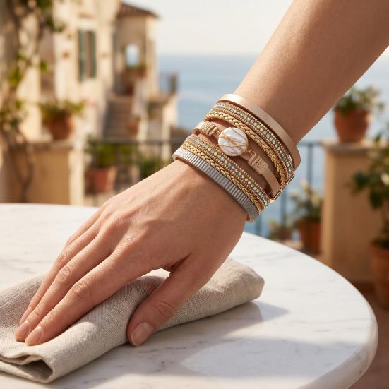 Damen Geflochtenes Armband Verstellbares Design Imitation Perlen Strasssteine Dekor Sicheres Verschluss Armband Handgelenk Accessoire
