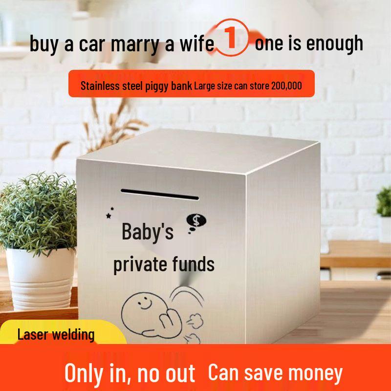 Stainless Steel Anti-Fall Piggy Bank - Creative Unbreakable Metal Money Box Birthday Gift