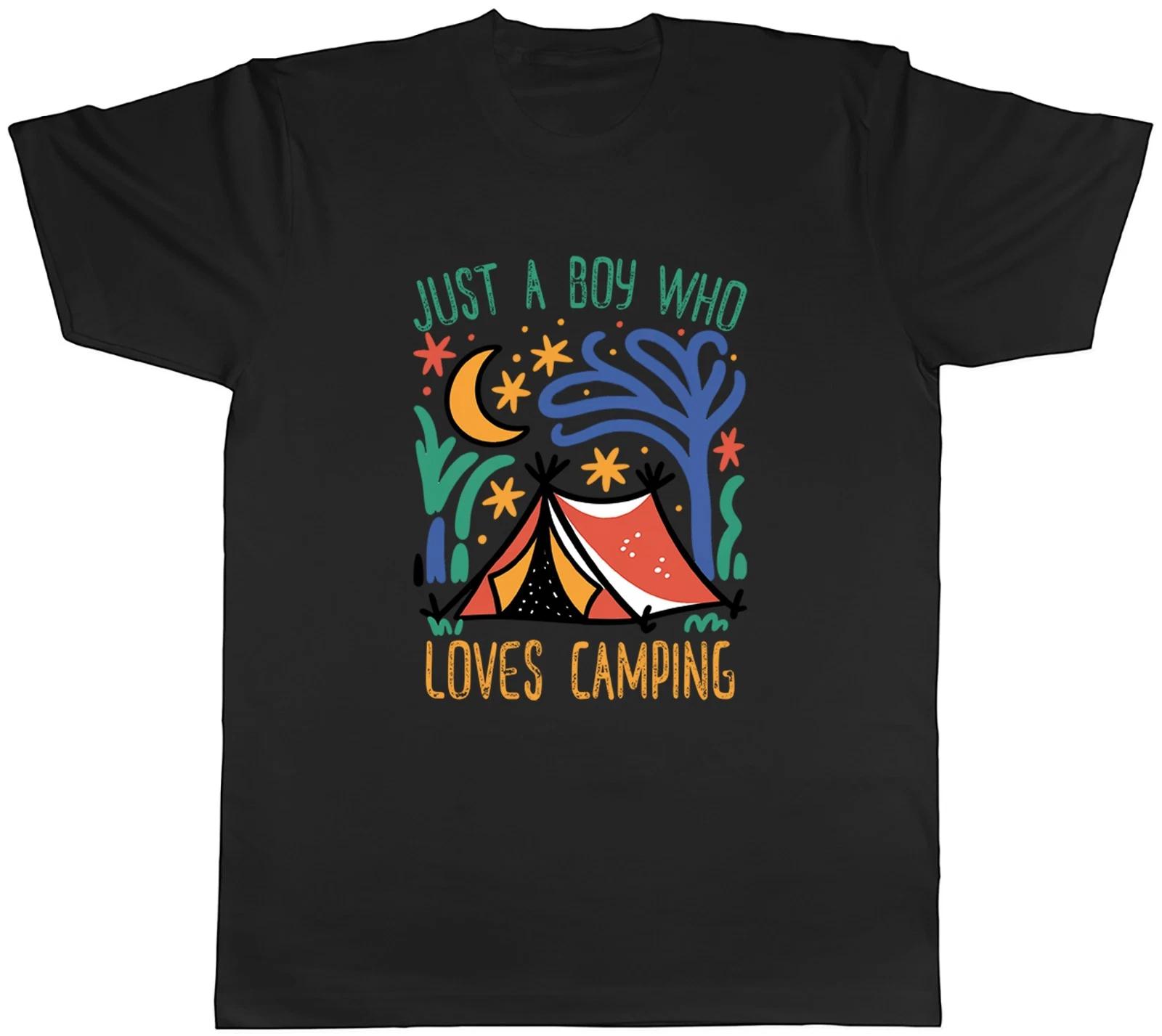 Just a Boy Who Loves Camping Mens T-Shirt Tee Gift Top XS