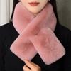Winter Warm Plush Cross Scarf Thickened Soft Neckerchief Wrap Solid Color Faux Rabbit Fur Scarf Autumn Winter