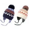 Kids' Winter Wool Earflap Hat: Warm, Windproof Jacquard Knit for Autumn and Winter