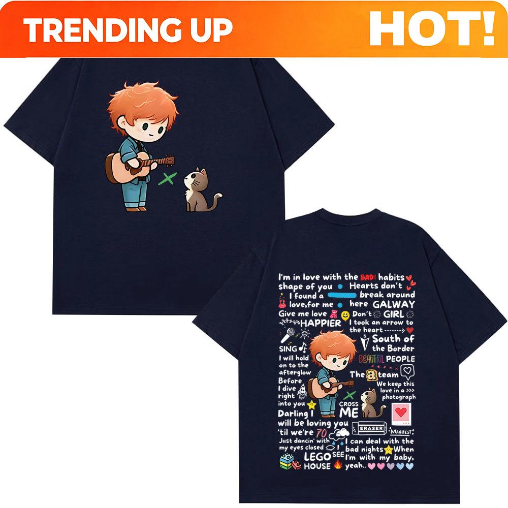 Vintage Tshirt Ed Sheeran European Tour 2025 Graffiti Pattern T Shirt Unisex Unisex Cotton Short Sleeve Oversized Fashion Tshirts