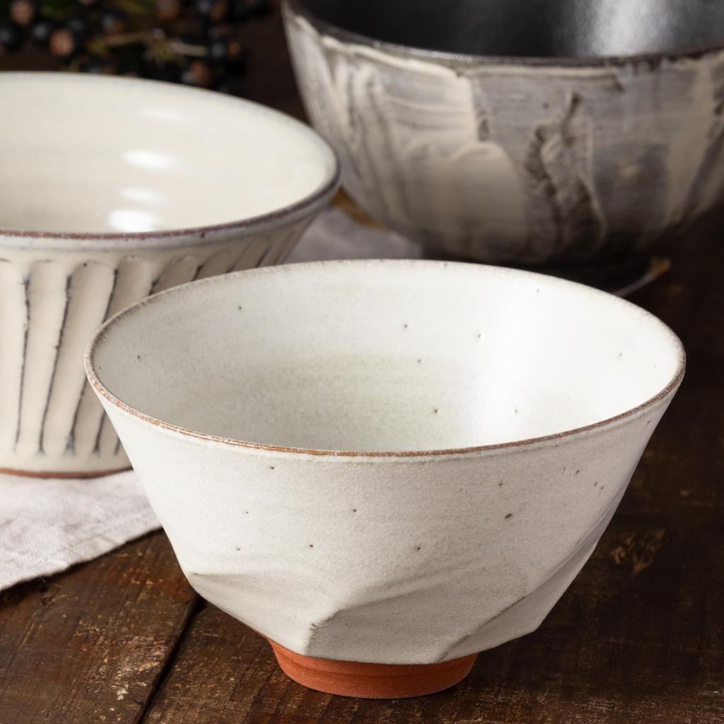 Marui Seito Shigaraki Ware Hechimon Bowl, 520ml Capacity, White Glaze, White