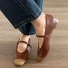 Sheepskin version retro round head Mary Jane shoes woven word with temperament camellia flat sole shoes