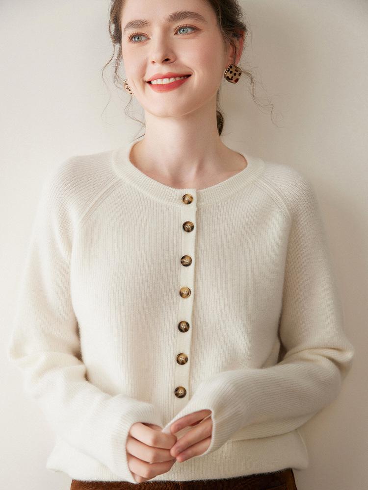 Women's Autumn Winter Round Neck Solid Cashmere Sweater - Soft, Thickened, and Cozy Single-Breasted Pullover