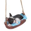 Garden Dog Statue Outdoor Resin Swing Ornament Hanging Decoration Home Bulldog Animal Gift Black