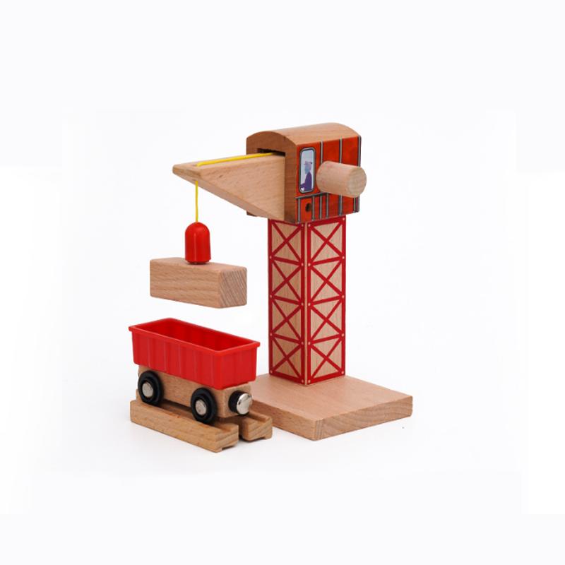 Wooden Train Track Accessories Tower Crane Compatible with Thomas Brio Track All Major Brand Railway Track