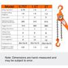 Manual Lever Chain Hoist Lever Chain Hoist Chain Block 0.75 Ton/1.5 Ton/2 Ton with 2 Hooks for Warehouse Automotive Machinery