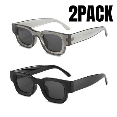 2PACK Small Rectangle Sunglasses Women Men Vintage Brand Designer Square Luxury Sun Glasses Shades Female Camber Concave Glasses