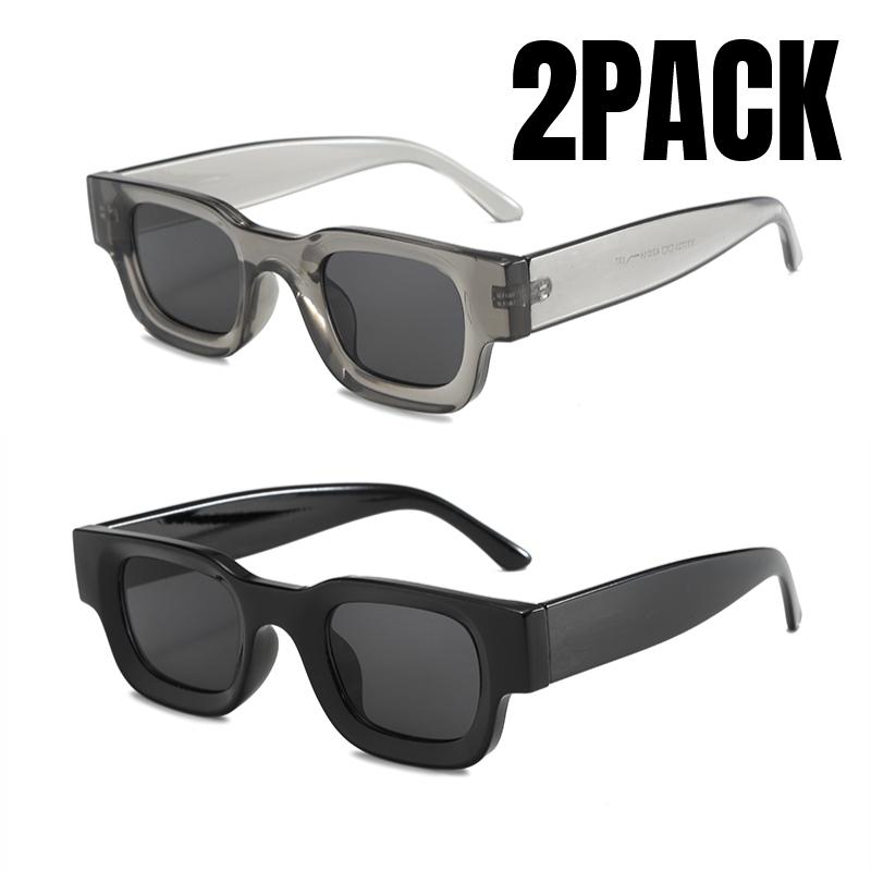 2PACK Small Rectangle Sunglasses Women Men Vintage Brand Designer Square Luxury Sun Glasses Shades Female Camber Concave Glasses