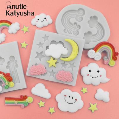 Rainbow Moon Cartoon Cloud Silikonová forma Fondant Klasický totem na zdobení dortů Pomůcky na výrobu formiček na čokoládu Gumpaste