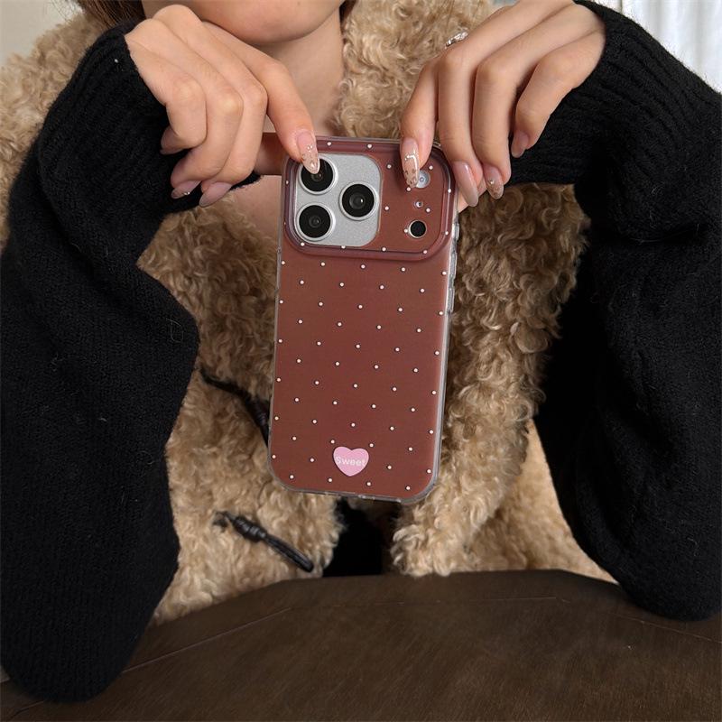 3D Flocking Polka Dot Bear Case for iPhone 17/16 Pro Max/15/14