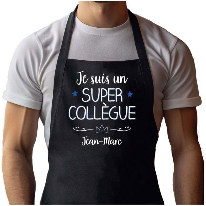 Tablier de cuisine - Jean-Marc Super Collègue Homme - Noir - Coton - Impression bretonne