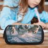 1 buc. Estuche Mare de Capacitate Mare cu Capac Rabatabil, Ideal pentru Școală și Birou - Dise?o de Strat Dublu și Zăpadă Aurora, Compatibil cu Material Es
