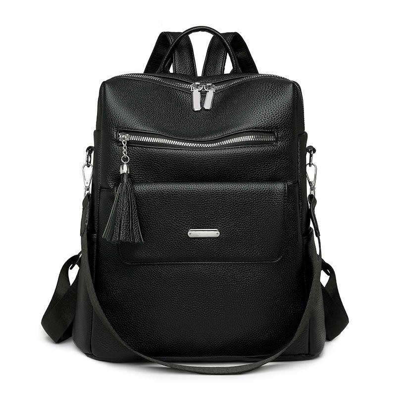 

Ретро женский многофункциональный рюкзак большой вместимости на плечо, сумка кроссбоди, студенческий школьный рюкзак чёрный