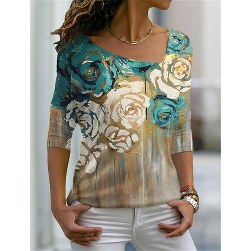 

Удобная универсальная футболка с цифровой 3D-печатью для женщин, повседневная футболка с длинным рукавом для отдыха на весну и осень, свободные топы 2XL