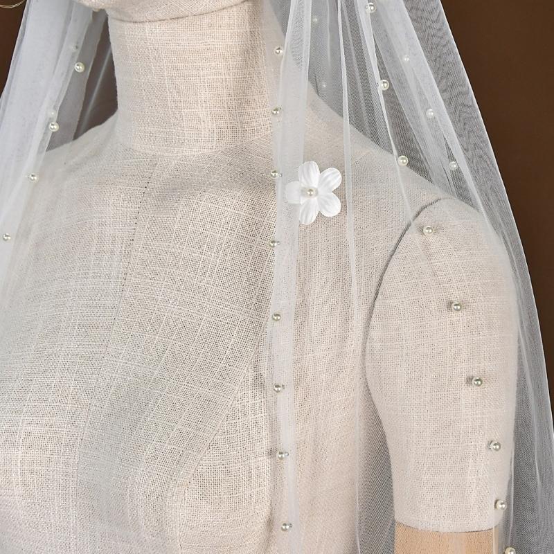 Romance Beaded Bridal Veils Long U Shape Chapel Train Veils For Bride Beach Church Wedding And Special Event Photoshoots