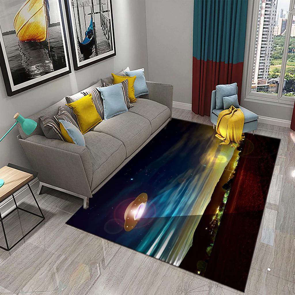 UFO Alien Carpet Mystery Science Fiction Theme Rugs for Bathroom Kitchen Floor Door Anti-Slip Mat Bedroom Entrance Decor Rugs