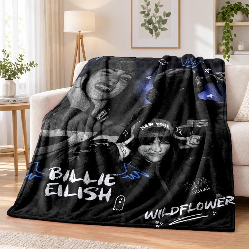 Billie Eilish Flanell-Kuscheldecke Weich Warm Gemütlich für Sofa Bett Innen Haus Schlafzimmer Gebrauch