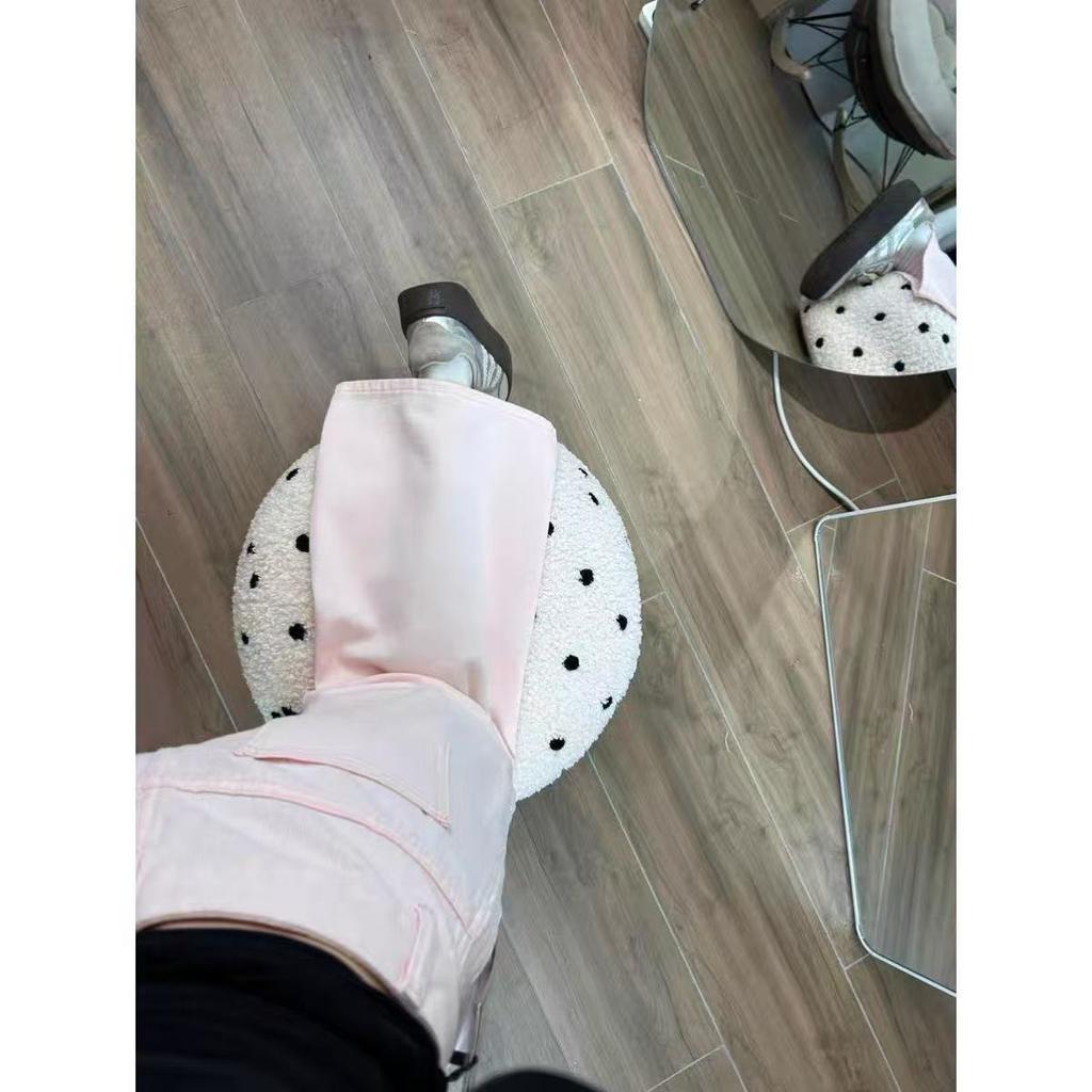 Ropa Y2K Fashion Button Design Washed Pink Baggy Women's Jeans Pants For Woman Clothes Wide Leg Loose Cotton Long Trousers