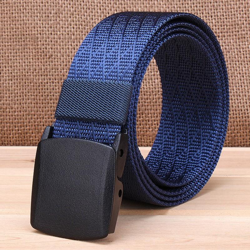 

TUSHI Men s Nylon Belt All-match Jeans Authentic Plastic-steel Button-top Security Check Pants 120cm