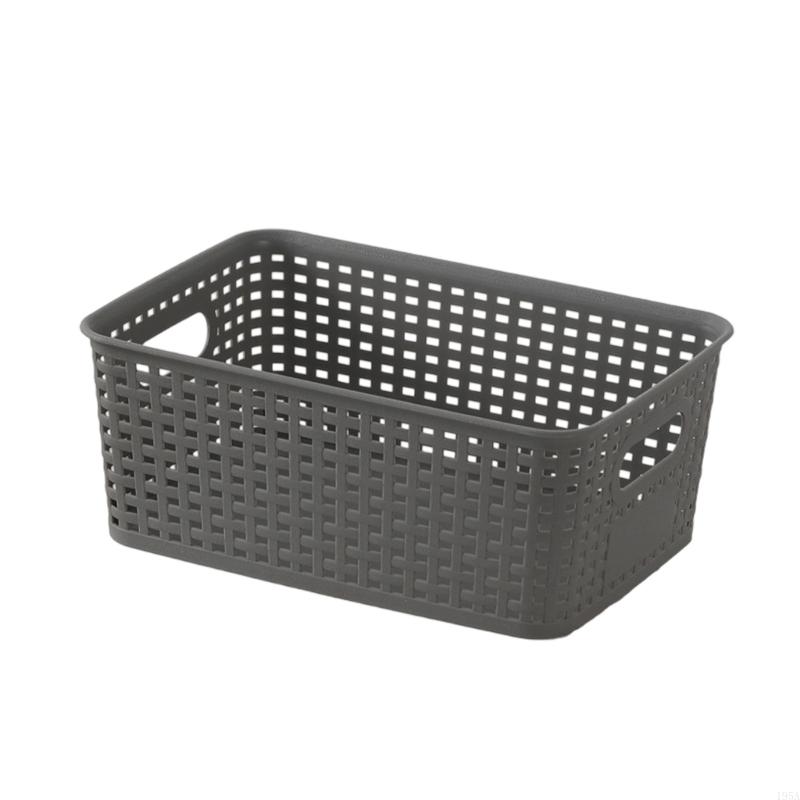 

Stackable Storage Basket With Bamboos Lid Ventilated Plastic Handwoven Designs for Home Organization Toy Books