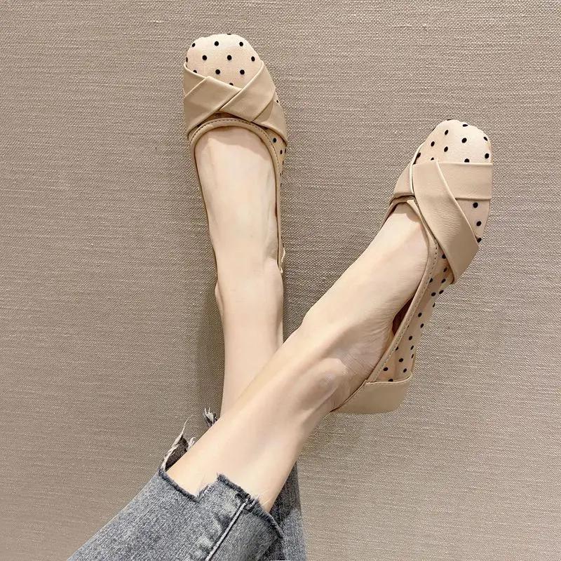 Young Mesh Square Toe Woman Flats Y2k 2025 Trend Cheap Clearance Shoes for Women Quick Delivery High Quality Fashion Social Shoe