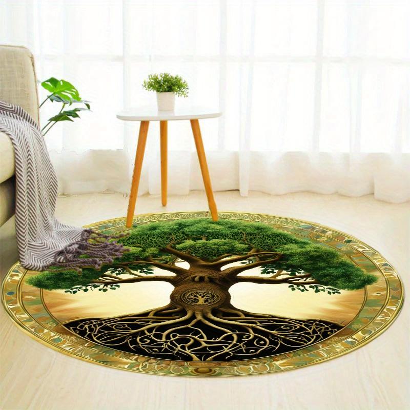 S Tree Of Life Round Rug Nonslip Area Rug Office Chair Mat Carpet For Living Room Bedroom Home Decor