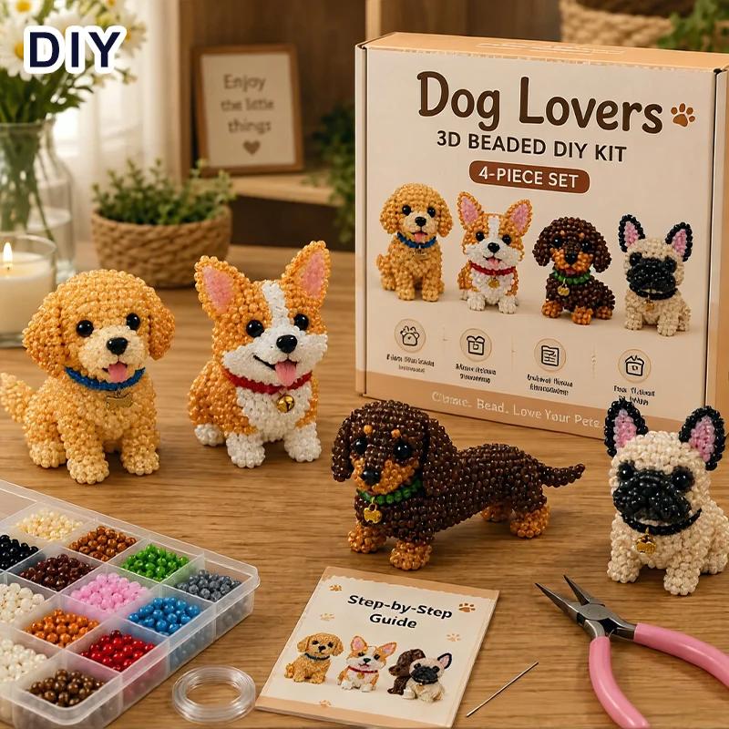 Cute 3D Beaded Animal Diy Kit Handmade Bead Weaving Kit With Instructions For Adults & Kids Perfect Gifts Home Decoration