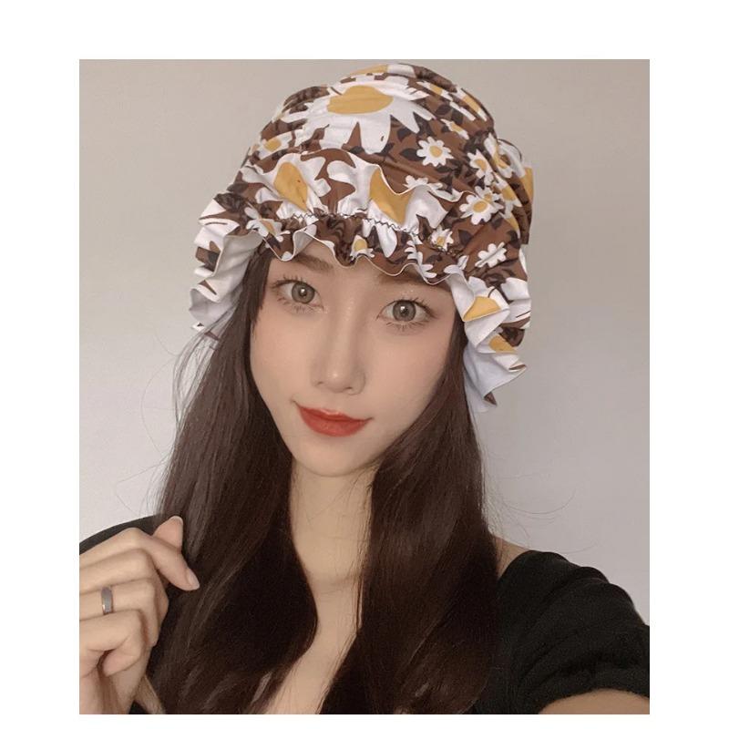 Womens Swim Cap for Long Hair Cute Korean Style Colorful Fabric Design Elegant Beach Photography Hot Spring Swimming Cap