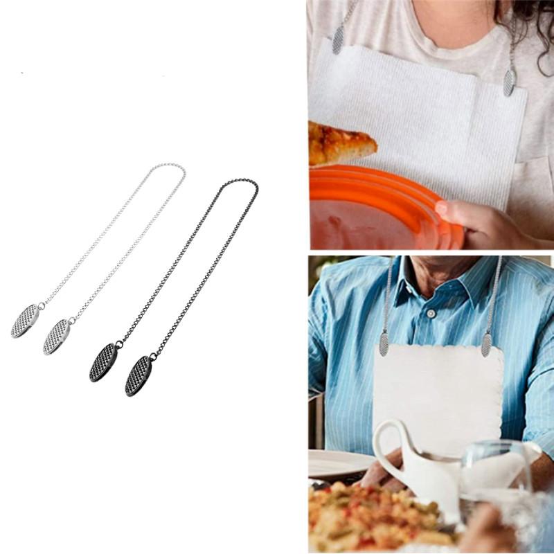 Chain Napkin Holder Clips Chain Flexible Lanyard Neck Strap Seniors Children