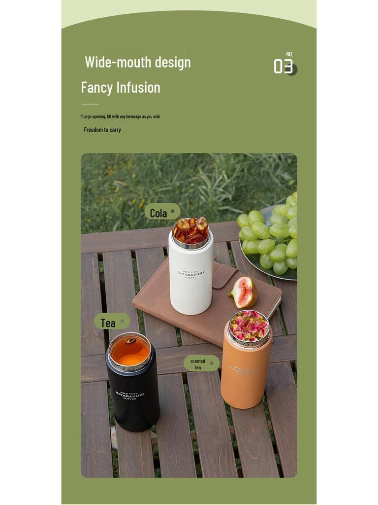 Compact Cute Girly Stainless Steel Thermos Cup - Mini Portable Water Bottle for Students