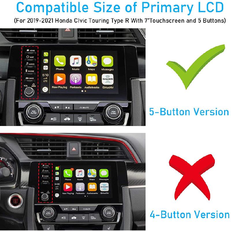 Für Honda Civic 7" 5 Tasten Navigationsdisplay Gehärtetes Glas Displayschutzfolie
