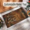 Lion Tiger Theme Crystal Velvet Rug Personalized Custom Name Text Soft Floor Mat Home Decor