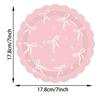 10pcs Pink Color Bow Themed Party Decoration Paper Plates Bow Shape Napkins  Bachelorette Party